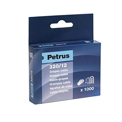 Imagen de PETRUS 77518 Caja 1000 ud. grapas para cable galvanizadas 320/12 mm (para clavadora 320)