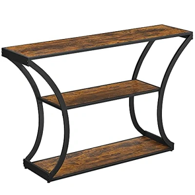 Imagen de VASAGLE Table Console, Mesa de Entrada, Patas curvadas, Alargada, para salón, Pasillo, Dormitorio, Estilo Industrial, marrón rústico y Negro LNT089B01