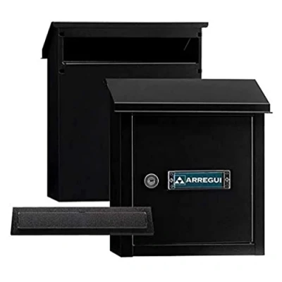 Imagen de ARREGUI V4034 Pack Bocacartas + Buzón Recogecartas de Acero Para Puertas o Verjas en el Exterior, Boca 23x3 cm, Tamaño S (DIN A5), Fácil Instalar, Negro Texturado