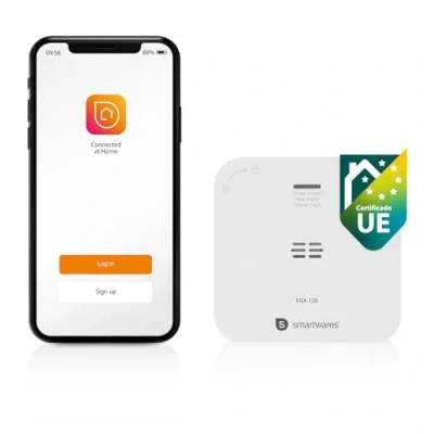 Imagen de Smartwares Detector de CO Conectado, 85 dB, Sensor 10 años, Notificaciones a Través la Aplicación, Botón Prueba y Silencio