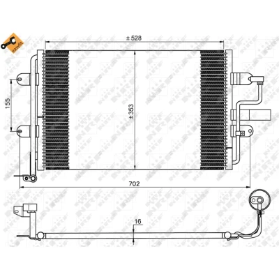 Imagen de NRF EASY FIT 35733 Condensador con junta anular 12,9 12,7 Aluminio 528 VOLKSWAGEN: Golf 4, 4 Variant, SEAT: Leon I Hatchback