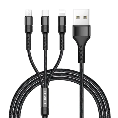 Imagen de RAVIAD 3 en 1 Multi Cable de Carga, Nylon USB Cargador Múltiples Micro Tipo C para Android Galaxy S9/ S8/ S7/ A5, Huawei P20, Honor, Kindle, LG