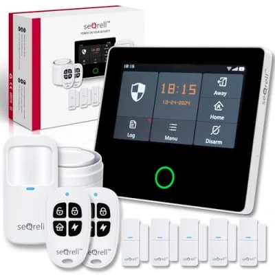 Imagen de seQrell, Sistema de Seguridad para Casa, 4G gsm Alarma Manual Español, WLAN, Set 10 Piezas con Pantalla táctil 4.3&quot; y batería 1500 mAh. Aplicación Android e iOS. Burglar Avoider, SQ4324C