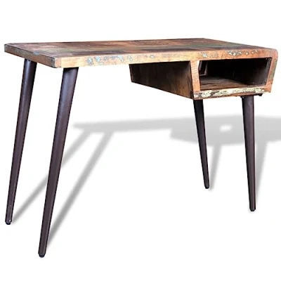 Imagen de vidaXL Mesa de Oficina Madera Reciclada Patas Hierro Escritorio Despacho