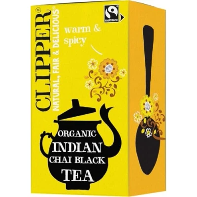 Imagen de TÉ NEGRO CHAI CON CANELA Y CLAVOS FAIR TRADE BIO 50 g (20 x 2,5 g) CLIPPER
