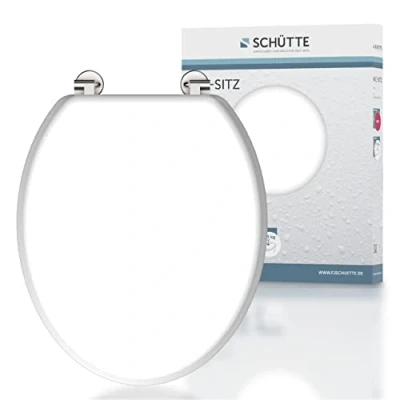 Imagen de Schütte 84000 White Asiento para Inodoro (núcleo de Madera), Color Blanco, Sin Descenso automático