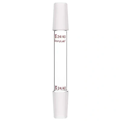 Imagen de stonylab Glass 24/40 Adaptador de Tubo Cristal Laboratorio, Vidrio Borosilicato 90 mm Entre Dos Juntas Cónicas Internas Tierra para Suministro Laboratorio