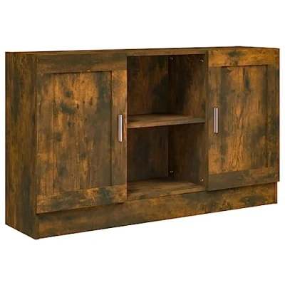 Imagen de vidaXL Aparador Armario Auxiliar Alacena Mesa Consola Entrada Pasillo Vestíbulo Recibidor Madera Contrachapada Color Roble Ahumado 120x30,5x70cm