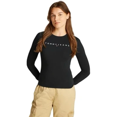 Imagen de Tommy Jeans SLIM Linear TEE Camiseta de manga larga, Mujer, Talla: 44, Black