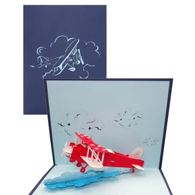 Imagen de &#039;Carte de POP UP 3D Avion Hélice avion, carte voyage bon d&#039;achat, d&#039;achat