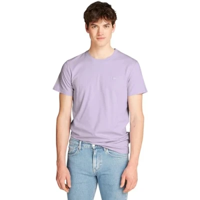 Imagen de Calvin Klein Jeans Camiseta de Manga Corta para Hombre CK Embro Badge Cuello Redondo, Morado (Pastel Lilac), 3XL