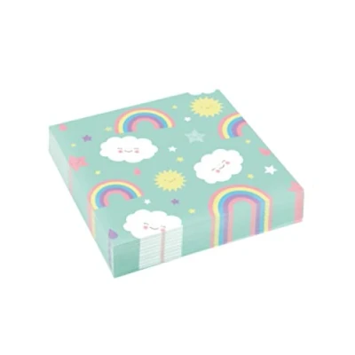 Imagen de Amscan 9904302 Rainbow &amp; Cloud Servilletas (20 unidades), diseño de nubes y arcoiris , color/modelo surtido