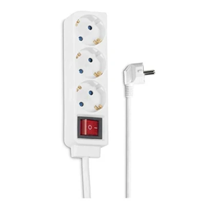 Imagen de Hama Regleta de 3 Tomas con protección (Regleta enchufes, Cable 1,4m, Interruptor Encendido y Apagado, MAX 3.500 W, Enchufe múltiple Tomas) Blanco