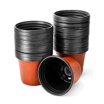 Imagen de QWORK® Juego de 100 Macetas Plástico con Agujeros Drenaje Ø 15cm Inicio Semillas Contenedor Trasplante Plantas