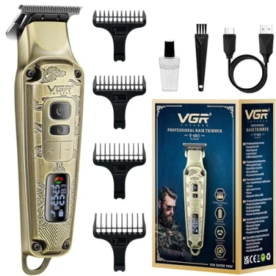 Imagen de VGR Recortadora de barba eléctrica para hombre, batería recargable USB 240 minutos, cuchillas cerámica, 7000 rpm, cortadora pelo inalámbrica, aseo profesional rastrojo facial, cuello,