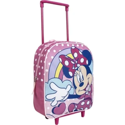 Imagen de Mochila Infantil Trolley Escolar de Minnie Mouse Color Rosa 25x10x29 cm Fabricada en Poliéster Con Cierre Cremallera Estampado Producto Original Diseñado España