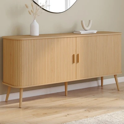 Imagen de Buffet 160 cm ROMIE XXL effet lattes 2 portes coulissantes IDMarket