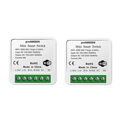 Imagen de proAMEDEN Interruptor inteligente wifi 16A, MINI Smart switch wifi, Módulo interruptor, app Tuya/SmartLife, Compatible con Alexa, Google Home (2)
