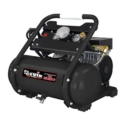 Imagen de Cevik Compresor Silencioso CA PRO6SILENC 1HP 6L Portátil, Ideal para Trabajos en Interiores y Exteriores