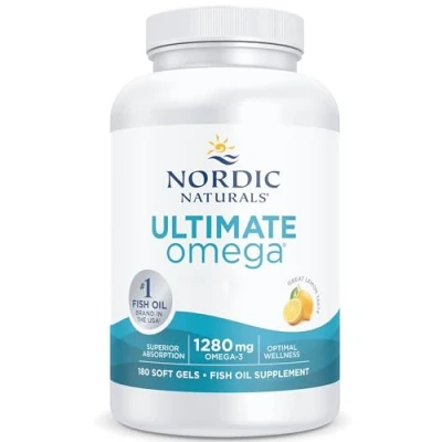 Imagen de Nordic Naturals, Ultimate Omega 3, 1280mg, con EPA y DHA, Dosis Alta, Sabor Limón, 180 Cápsulas blandas, Testado en Laboratorio, Sin Soja, Gluten, No GMO