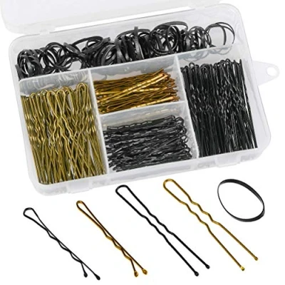 Imagen de FOCCTS 300PCS Horquillas para el Pelo,Horquillas Pelo Mujer,Horquillas y Gomas de Clips,con Caja Almacenamiento(Dorado,Negro,Marrón)
