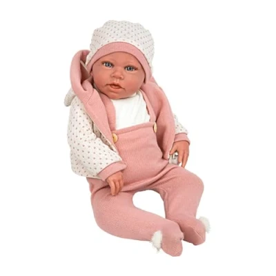 Imagen de ARIAS Muñeca Elegance Anuk de 54 cm con Lunares, Está Vestida Tonos Rosa y Blanco, Incluye un Chupete, Peso Bebé Real, Juguete para Niños +3 años (ARI65331)