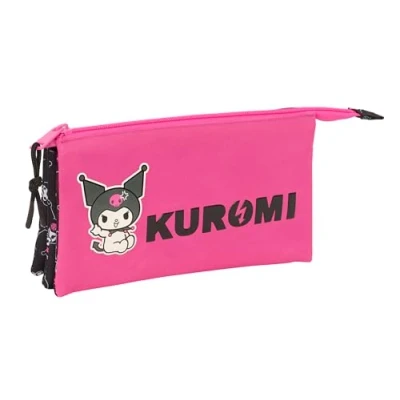 Imagen de Safta Kuromi Portatodo Triple, Estuche Infantil, Niño, Ideal para Niños en Edad Escolar, Cómodo y Versátil, Calidad Resistencia, 22x3x12 cm