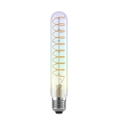 Imagen de Eglo Bombilla LED regulable E27 de colores, foco con espiral en forma varilla color brillante, luz arcoiris, 4 vatios, 200 lúmenes, blanco cálido, 2000k, Edison A75, Ø 7,5 cm