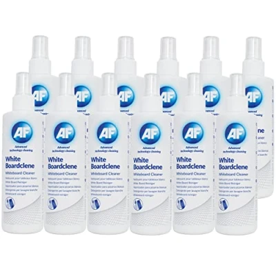 Imagen de AF Solución en aerosol limpiador de pizarra blanca Líquido para limpieza superficies Ideal escuelas, oficinas, aulas + laboratorios Botella 12 x 250 ml