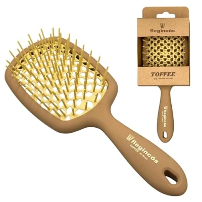 Imagen de Regincós Cepillo Toffee Flexible Antitirones Desenreda Cabello Seco y Mojado Marrón Beige