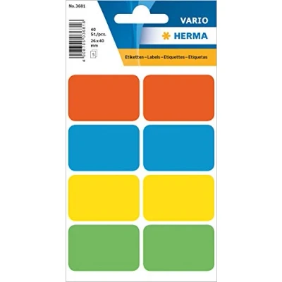 Imagen de HERMA Multi purpose labels 26x40 mm colours assorted 40 pcs. Etiqueta autoadhesiva (26x40 mm)