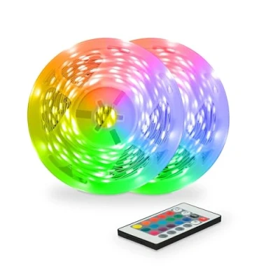 Imagen de KSIX Tira de Luces led 2x5m (10 metros), 16 colores RGB. Control remoto. Tiras 12v multicolor cinta adhesiva. decoración pared, techo, cama y TV. Protección IP20