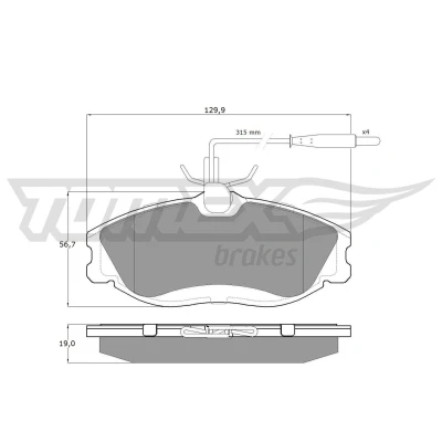 Imagen de TOMEX brakes TX 11 62 Juego de pastillas freno Eje delantero con contacto avisador desgaste PEUGEOT: 406 Coupé, 306 Hatchback, Berlina
