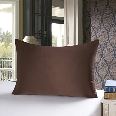 Imagen de TOWNSSILK Funda de Almohada 100% Seda Morera, cuida el Cabello y la Piel, Ambos Lados 19 Momme, 1 Unidad,Brown， 50 x 90 cm
