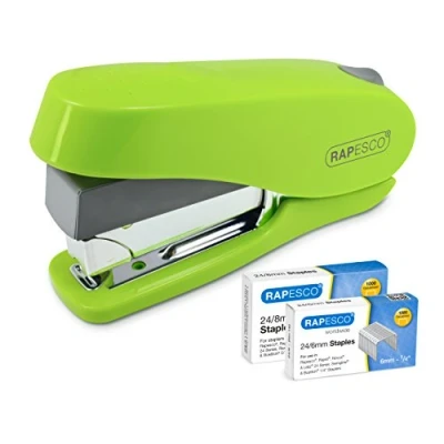 Imagen de Rapesco 1470 Grapadora Luna Esfuerzo Reducido con 2000 Grapas, 50 Hojas de Capacidad, Verde