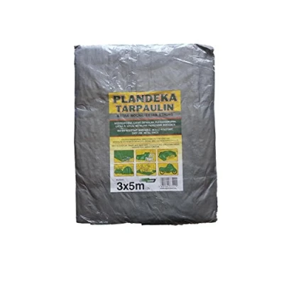 Imagen de 3 x 5 m EXTRA GRIS 110g / m2 Lona Hoja de tierra con anillos metal Sombrilla Carpa para hamacas Cubierta impermeable portátil Paño Techo del automóvil Ligero senderismo al aire libre Camping