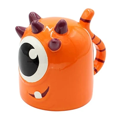 Imagen de Dekohelden24 Taza de café en la cabeza, diseño monstruos naranjas, tamaño: 12 x 9 cm, capacidad: 570 ml