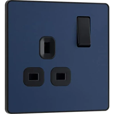 Imagen de BG Electricals Evolve Toma de corriente conmutada única, 13 A, azul mate
