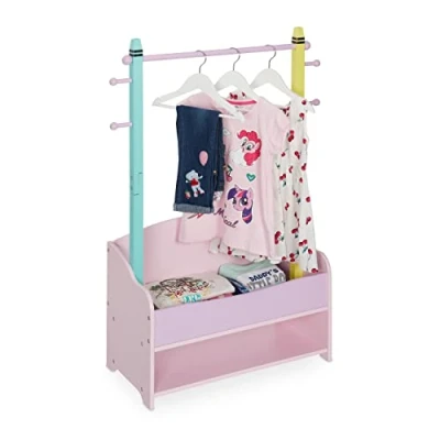 Imagen de Relaxdays Perchero Burro Infantil, Colgador de Ropa para Niños, 2 Baldas, 100,5 x 71 30 cm, Colores Pastel, Multicolor, Madera