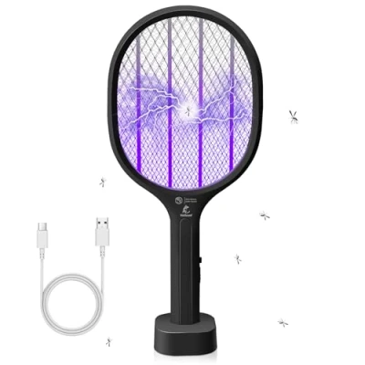 Imagen de Walizard 2 IN 1 Raqueta Matamoscas Electrica: Mata Moscas Mosquitos Insectos Electrico Antimosquitos Fly Killer Bug Zapper 3000V USB Recargable