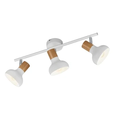Imagen de Reality Leuchten RL Spot Bar Latika R81523031, Blanco Metal mate, Madera sintética o artificial, excl. 3x E14