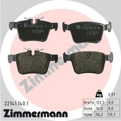 Imagen de ZIMMERMANN 22141.140.1 Juego de pastillas freno preparado para indicador desgaste JAGUAR: I Pace (X590) EV400 AWD, EV320 AWD 2018