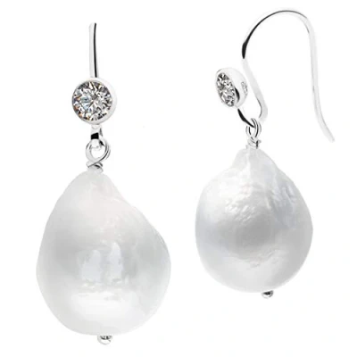 Imagen de Pendientes de Mujer Perlas Cultivadas Agua Dulce Barrocas Edison 13 a 13,5 mm con Circonita SECRET &amp; YOU Plata Ley Rodiada 925 milésimas Grabada.