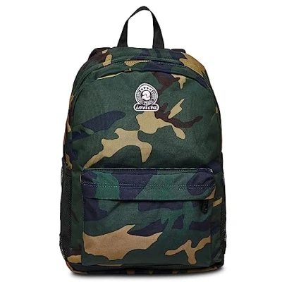 Imagen de Zaino Scuola INVICTA OLLIE GREEN CAMOUFLAGE Mono Scomparto, Verde Militare Tasca Porta PC, Bag Borraccia Viaggio, Università Tessuto 100% Eco GRS