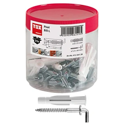Imagen de TOX taco para ganchos Pirat Bill L con universal Trika en envase circular, 20 piezas, 01226126