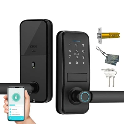 Imagen de Smart Lock, Keyless Entry Door Lock with Sleek Matte Black Handle, Electronic Keypad Deadbolt, Fingerprint &amp; Touchscreen Keypad, Biometric Bluetooth for Front
