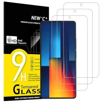 Imagen de NEW&#039;C 3 Piezas, Protector Pantalla para Xiaomi Poco M6 Pro 4G (no por 5G), Cristal templado Antiarañazos, Antihuellas, Sin Burbujas, Dureza 9H, 0.33 mm Ultra Transparente, Resistente