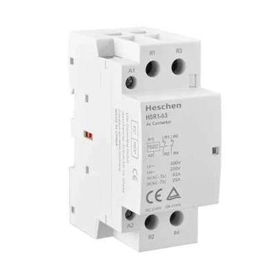 Imagen de Heschen Contactor de CA del hogar, HSR1 63, 2 polos dos normalmente cerrados, AC 220V / 240V Voltaje la bobina, 35mm Montaje en riel DIN