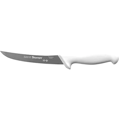 Imagen de Starrett Cuchillo profesional de acero inoxidable para deshuesar cocina, perfil curvado estrecho, 150 mm, mango blanco