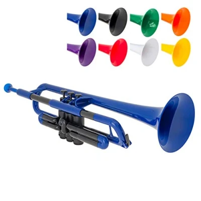 Imagen de Ptrumpet 700626 Trompeta con boquilla y funda, Acrilonitrilo butadieno estireno, Si bemol, azul.
